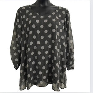 Torrid Black & White Sheer Spotted Blouse Size 3X